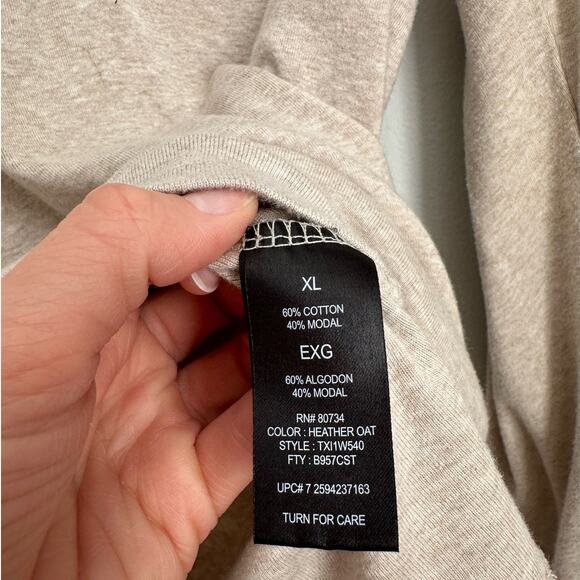 Vintage BCBG Paris Beige Long Sleeve Cotton Blend Henley Top Women's XL - Picture 5 of 6